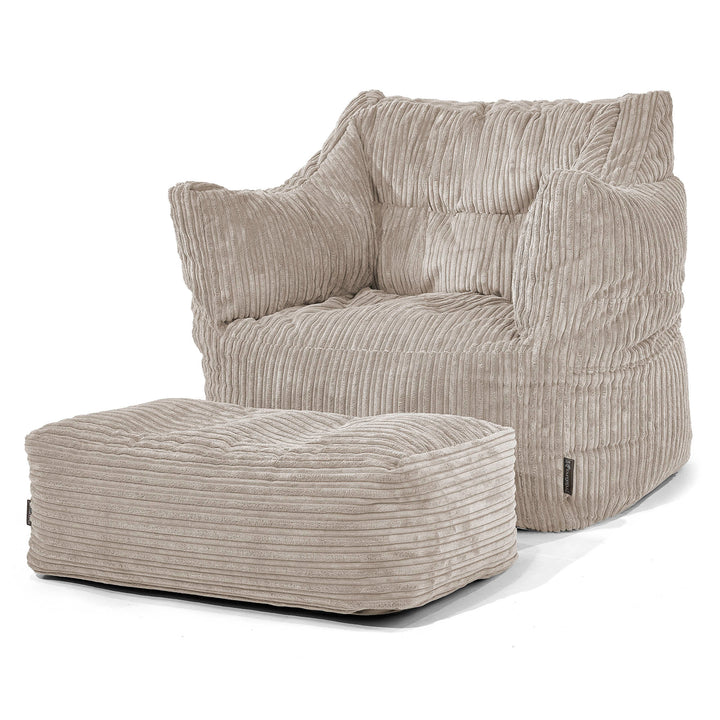 Fauteuil Pouf Victor - Côtelé Vison 02