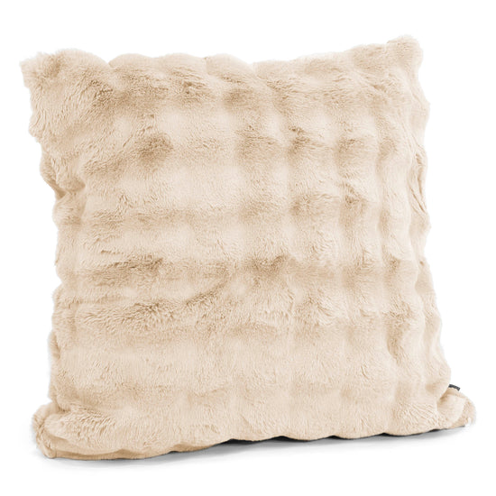 Grand Housse de Coussin 70 x 70cm - Fausse Fourrure à Bulles Crème 02