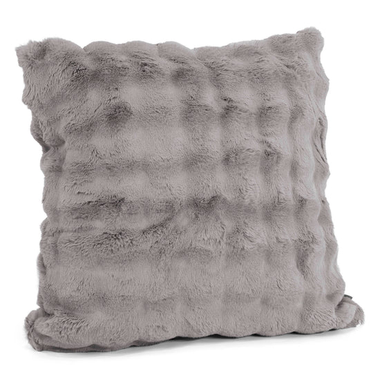 Grand Housse de Coussin 70 x 70cm - Fausse Fourrure à Bulles Gris 02