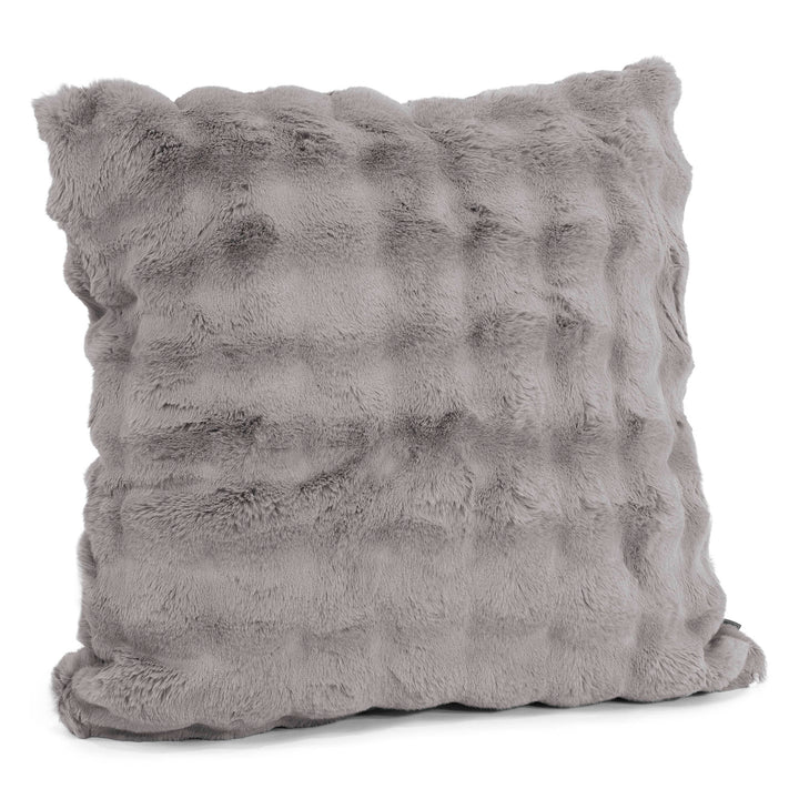Grand Housse de Coussin 70 x 70cm - Fausse Fourrure à Bulles Gris 02
