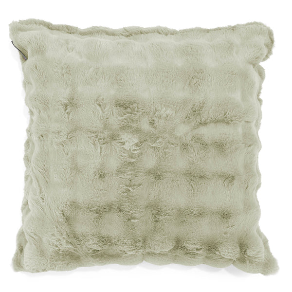Grand Housse de Coussin 70 x 70cm - Fausse Fourrure à Bulles Vert Sauge 01
