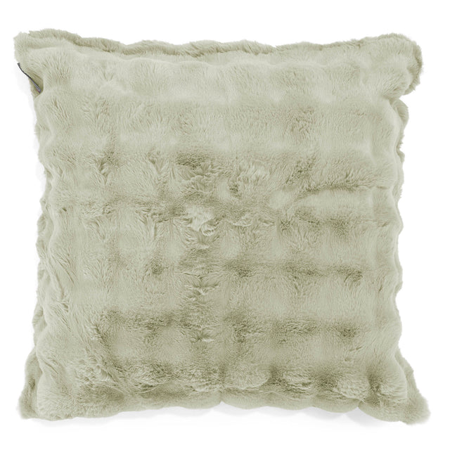 Grand Housse de Coussin 70 x 70cm - Fausse Fourrure à Bulles Vert Sauge 01