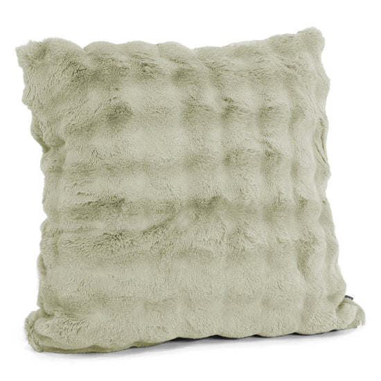 Grand Housse de Coussin 70 x 70cm - Fausse Fourrure à Bulles Vert Sauge 02