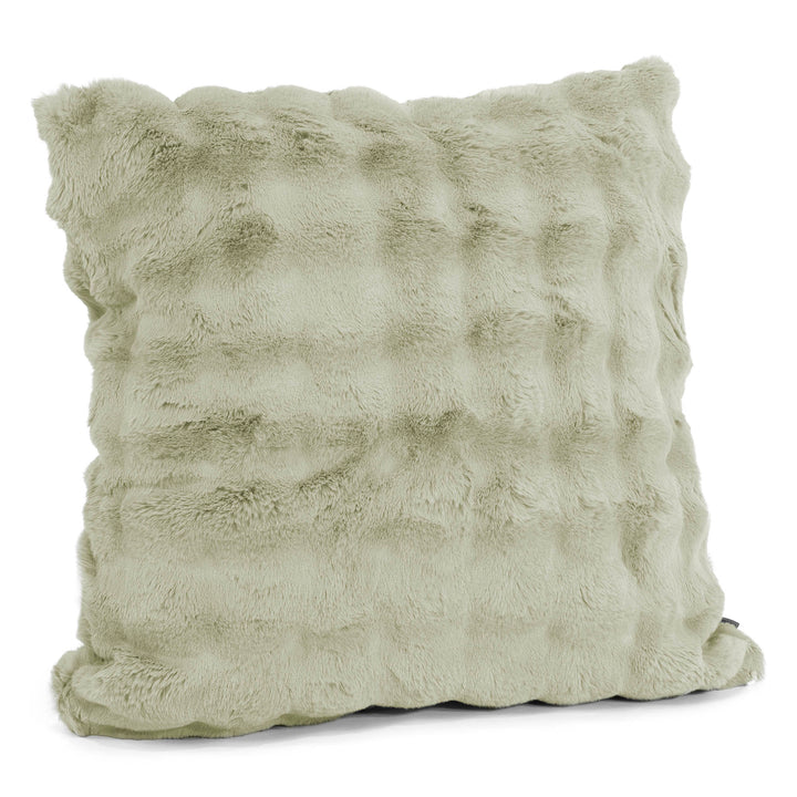 Grand Housse de Coussin 70 x 70cm - Fausse Fourrure à Bulles Vert Sauge 02