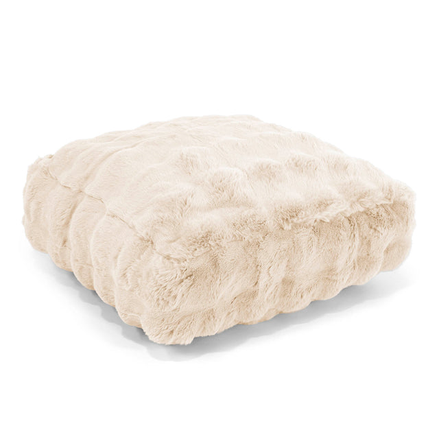 Grand Coussin de Sol - Fausse Fourrure à Bulles Crème 01