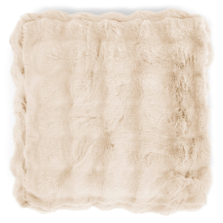 Grand Coussin de Sol - Fausse Fourrure à Bulles Crème 02