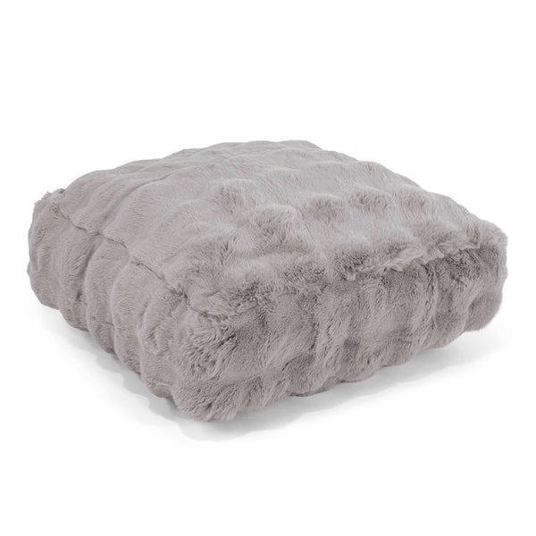 Grand Coussin de Sol - Fausse Fourrure à Bulles Gris 01