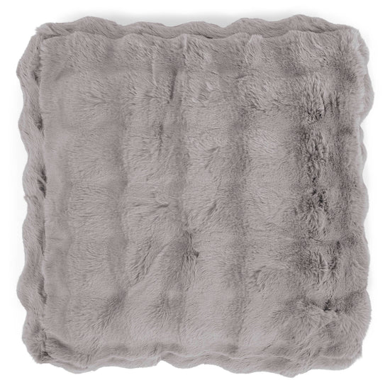 Grand Coussin de Sol - Fausse Fourrure à Bulles Gris 02