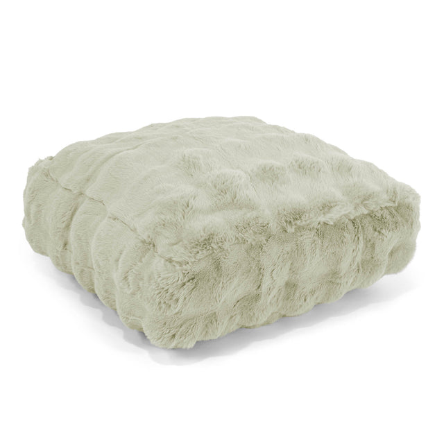Grand Coussin de Sol - Fausse Fourrure à Bulles Vert Sauge 01