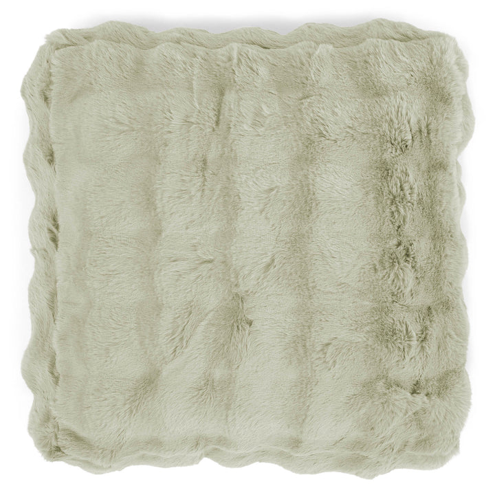 Grand Coussin de Sol - Fausse Fourrure à Bulles Vert Sauge 02