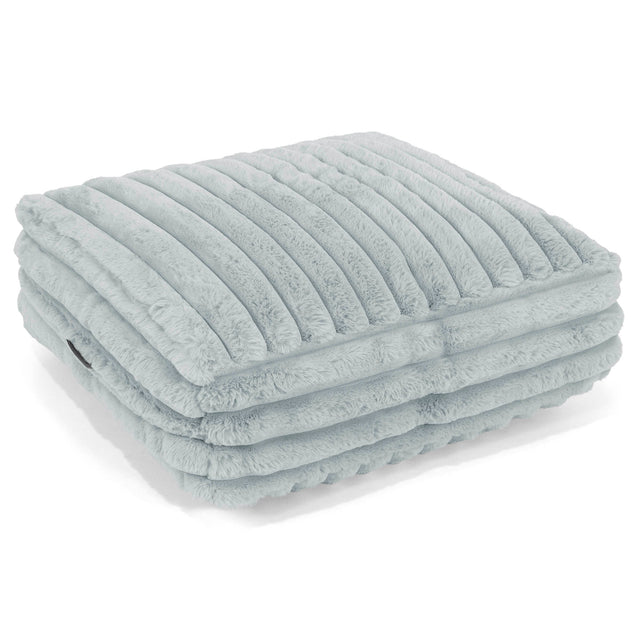 Grand Coussin de Sol - Velours Côtelé Ultra Pelucheux Bleu Dragé 01