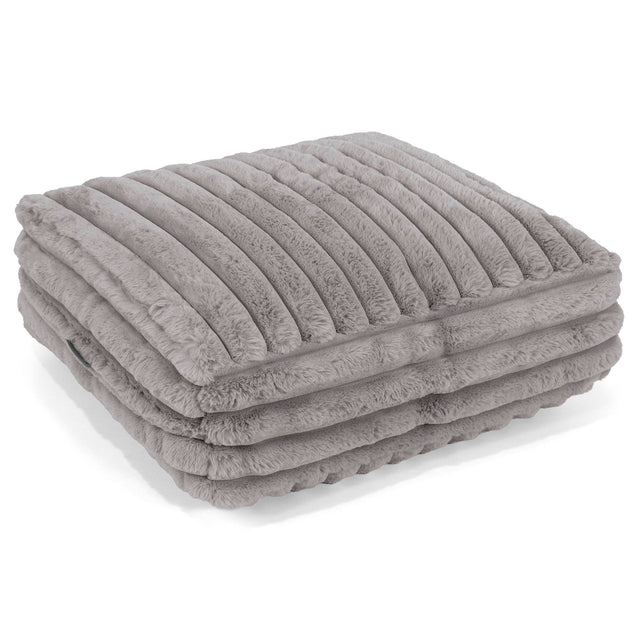 Grand Coussin de Sol - Velours Côtelé Ultra Pelucheux Gris 01