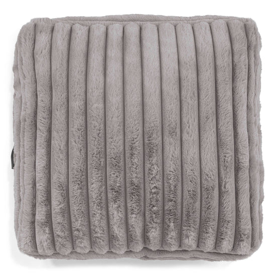 Grand Coussin de Sol - Velours Côtelé Ultra Pelucheux Gris 02
