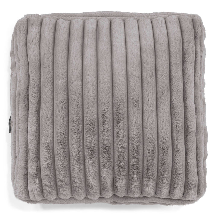 Grand Coussin de Sol - Velours Côtelé Ultra Pelucheux Gris 02