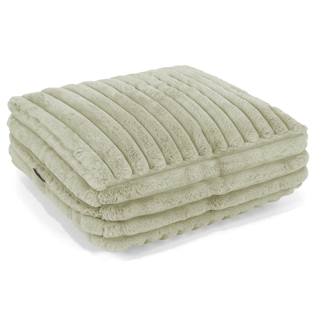 Grand Coussin de Sol - Velours Côtelé Ultra Pelucheux Vert Sauge 01