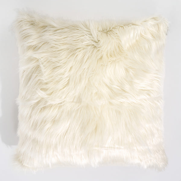 Grand Housse de Coussin 70 x 70cm -Imitation fourrure à poils longs Crème 01