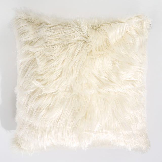 Grand Housse de Coussin 70 x 70cm -Imitation fourrure à poils longs Crème 01