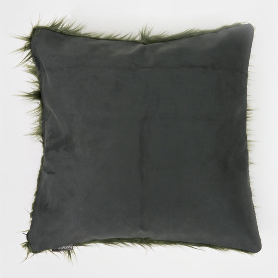 Grand Housse de Coussin 70 x 70cm - Imitation fourrure à poils longs Vert sauge 02