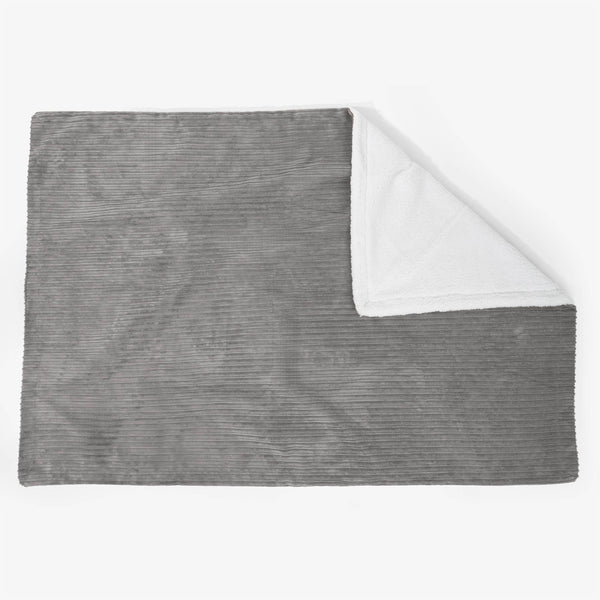 Grand Plaid / Couverture Sherpa 140 x 200cm - Côtelé Anthracite 01