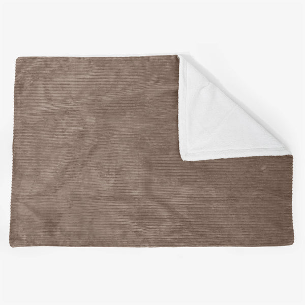 Grand Plaid / Couverture Sherpa 140 x 200cm - Côtelé Moka 01