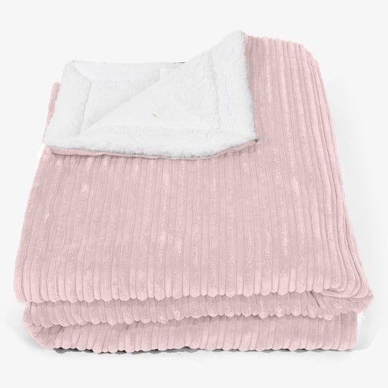 Grand Plaid / Couverture Sherpa 140 x 200cm - Côtelé Rose 01