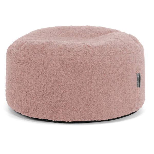 Grand Repose-pied Rond - Bouclé Rose 01