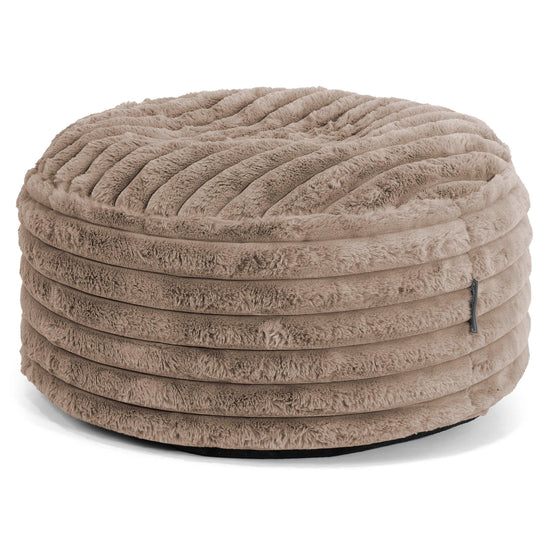 Grand Repose-pied Rond - Velours Côtelé Ultra Pelucheux Vison 01