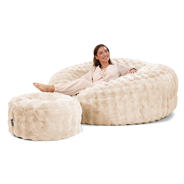 Canapé Pouf Géant Grande Mammouth - Fausse Fourrure à Bulles Crème