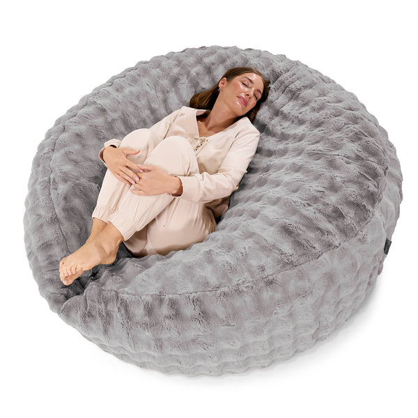 Canapé Pouf Géant Grande Mammouth - Fausse Fourrure à Bulles Gris