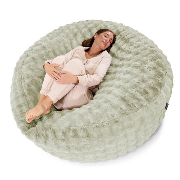 Canapé Pouf Géant Grande Mammouth - Fausse Fourrure à Bulles Vert Sauge