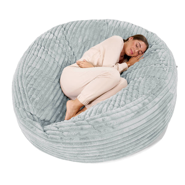 Canapé Pouf Géant Grande Mammouth - Velours Côtelé Ultra Pelucheux Bleu Dragé