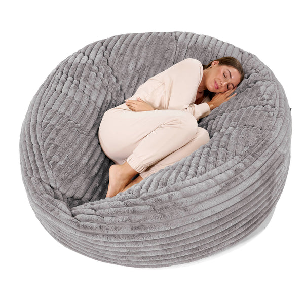Canapé Pouf Géant Grande Mammouth - Velours Côtelé Ultra Pelucheux Gris