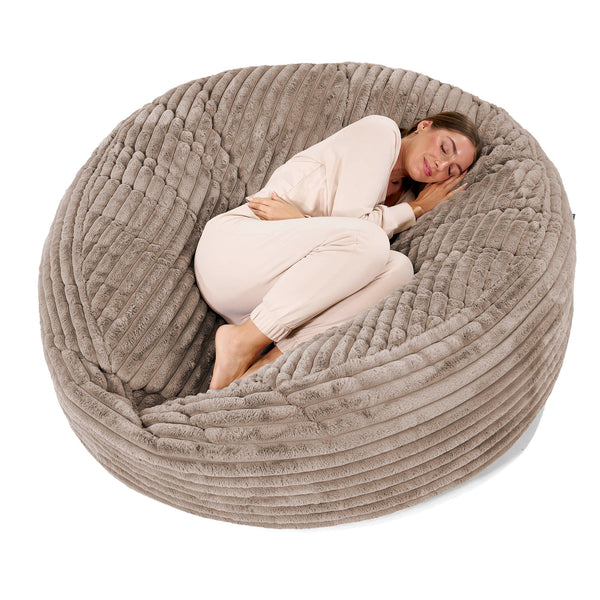 Canapé Pouf Géant Grande Mammouth - Velours Côtelé Ultra Pelucheux Vison