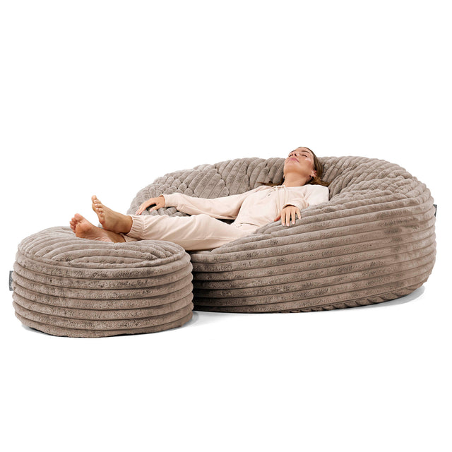 Canapé Pouf Géant Grande Mammouth - Velours Côtelé Ultra Pelucheux Vison
