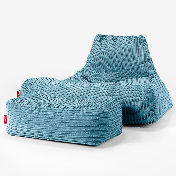 Gros Pouf Fauteuil Relax - Côtelé Mer Égée 02