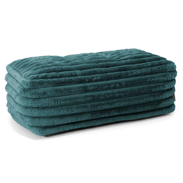 Gros Repose Pied - Velours Côtelé Ultra Pelucheux Bleu Canard 01