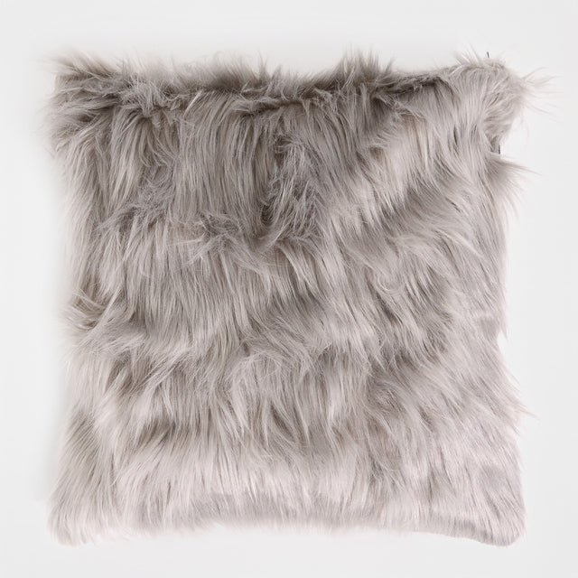 Housse de Coussin 47 x 47cm - Imitation fourrure à poils longs Gris 01