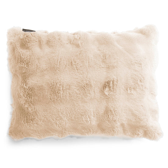 Housse de Coussin Rectangulaire 35 x 50cm - Fausse Fourrure à Bulles Crème 01