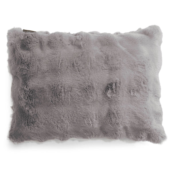 Housse de Coussin Rectangulaire 35 x 50cm - Fausse Fourrure à Bulles Gris 01