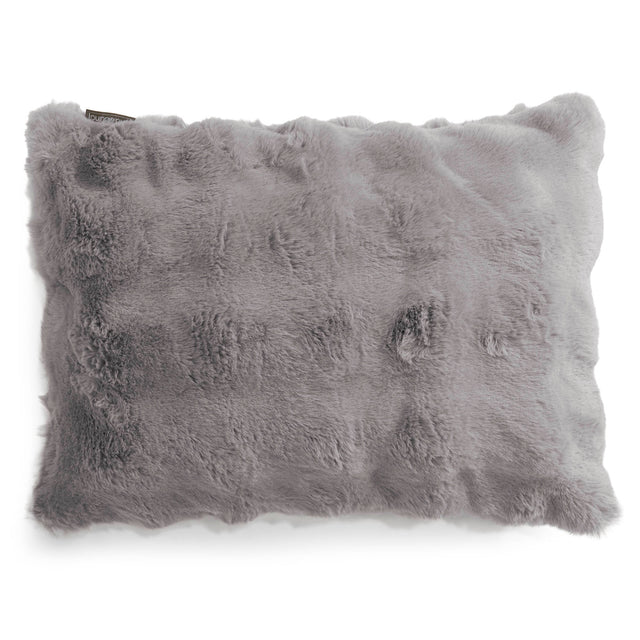 Housse de Coussin Rectangulaire 35 x 50cm - Fausse Fourrure à Bulles Gris 01