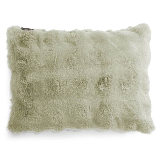 Housse de Coussin Rectangulaire 35 x 50cm - Fausse Fourrure à Bulles Vert Sauge 01