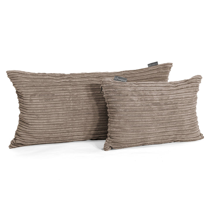 Housse de Coussin Rectangulaire Géant 40 x 70cm - Côtelé Grège 03
