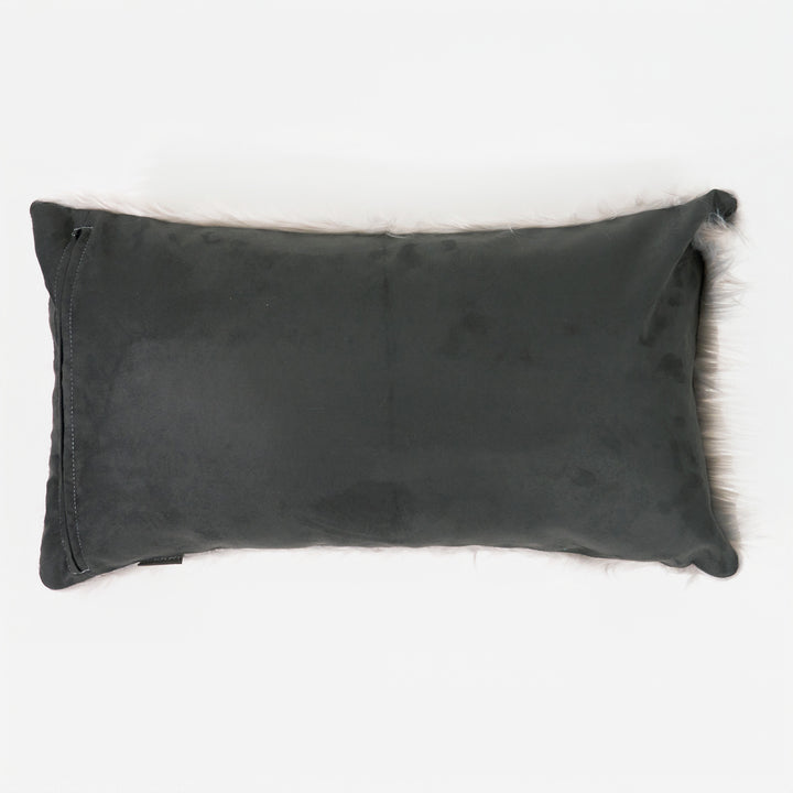Housse de Coussin Rectangulaire Géant 40 x 70cm - Imitation fourrure à poils longs Gris 02
