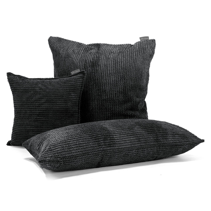 Housse de Coussin Rectangulaire Géant 40 x 70cm - Pompon Noir 03