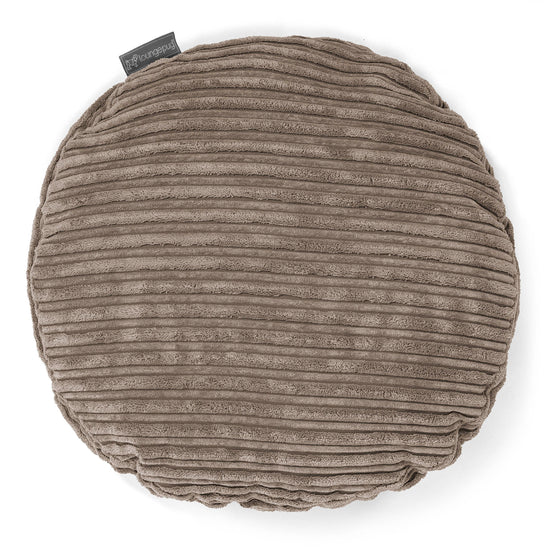 Housse de Coussin Rond 50cm - Côtelé Grège 01