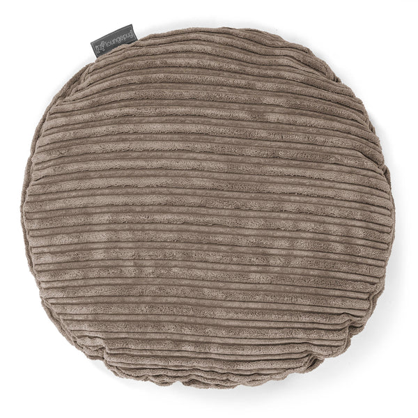 Housse de Coussin Rond 50cm - Côtelé Grège 01