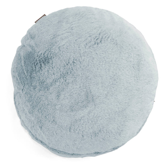 Housse de Coussin Rond 50cm - Fausse Fourrure Lapin Bleu Pastel 01