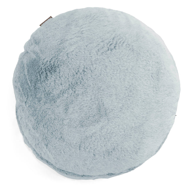 Housse de Coussin Rond 50cm - Fausse Fourrure Lapin Bleu Pastel 01
