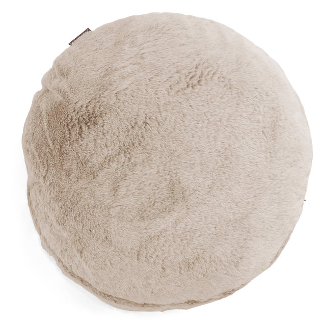 Housse de Coussin Rond 50cm - Fausse Fourrure Lapin Brun Doré 01