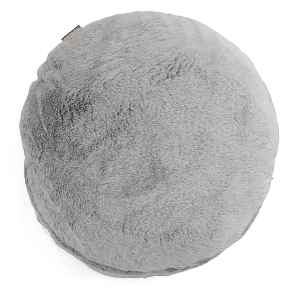 Housse de Coussin Rond 50cm - Fausse Fourrure Lapin Gris clair 01
